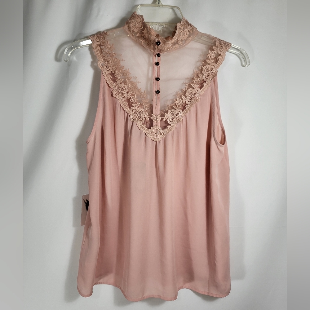 NWT Forever 21 dusty rose tunic w/lace women's S  #871 - Picture 2 of 6